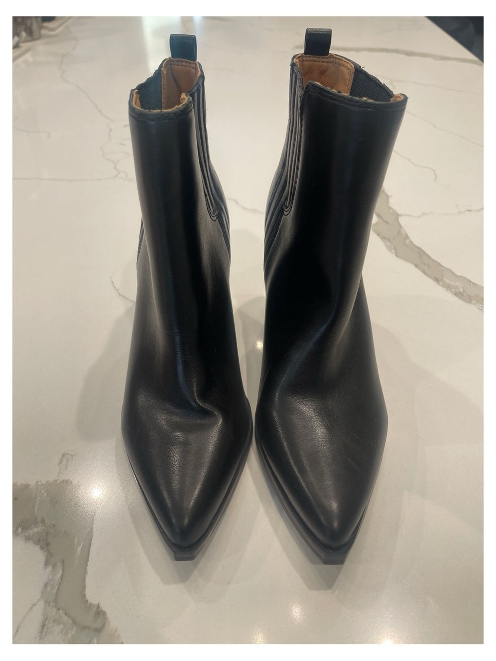 Indigo Black Pointed Toe Ankle Booties